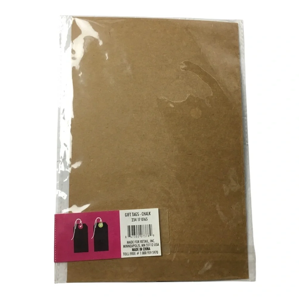 GIFT TAGS Black Chalk Neon Jute Strings 24 Total Die Cut Labeling Organizing NWT